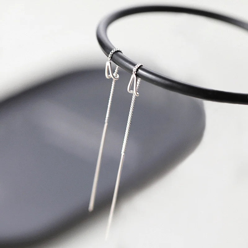 VENTFILLE Silver Drop Earrings for Women Long Tassel Box Chain Earrings Sweet Jewelry Dropshipping