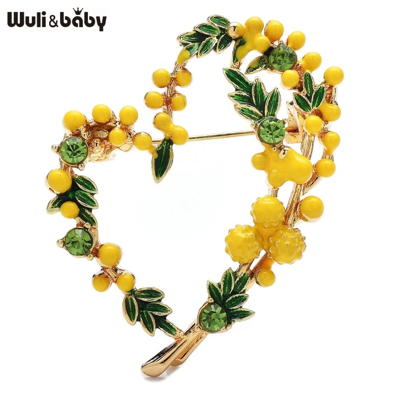 PENDRA Amorette 2-Color Enamel Fruit Heart Brooch