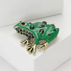 PENDRA Green Enamel Frog Brooch