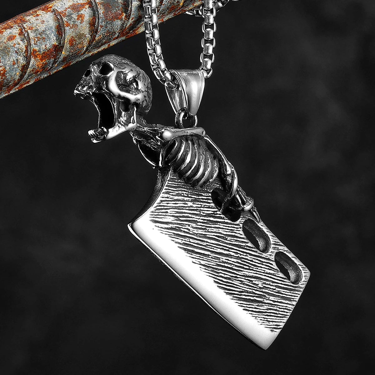 Skull Knife Simple Men Necklaces Stainless Steel Pendant Chain Women Punk Fashion Jewelry New In Accessories Gifts Wholesale