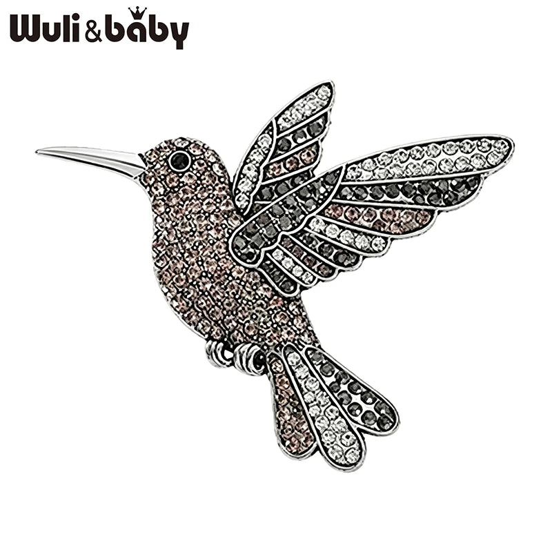 PENDRA Hummingbird Rhinestone Flying Bird Brooch