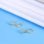 VENTFILLE 925 Silver Gold Color Hetian Jade Earrings for Women Girls Festival Gift Green Round Jewelry Dropshipping Wholesale