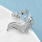 PENDRA Rhinestone Strong Horse Head Brooch