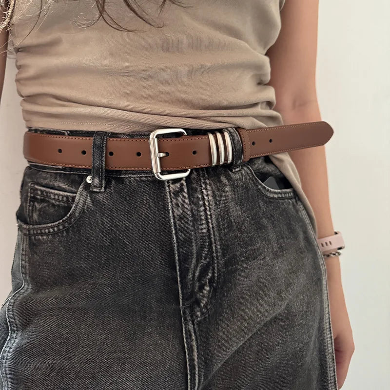 Women's Fashion Genuine Leather Belts Female Gothic Accessories High Quality Punk Waistband Dress Jeans Belts For Woman and men