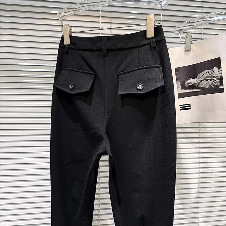 PENDRA Bowback High Waist Straight PU Leather Pants