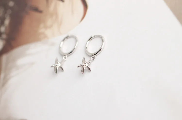 PENDRA Starfish 925 Sterling Silver Hoop Earrings