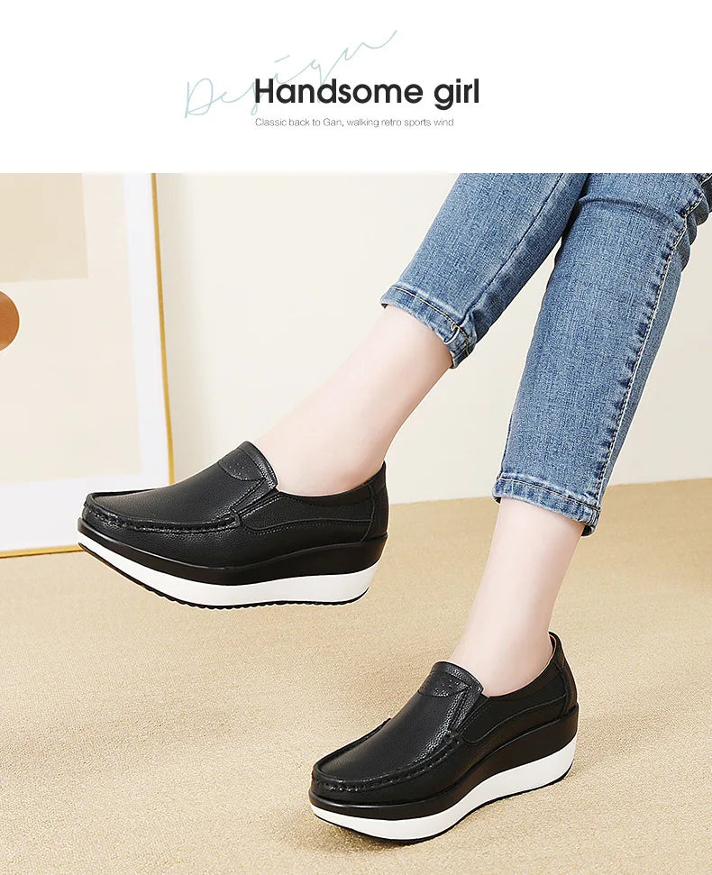 PENDRA Leather Sports Platform Shoes