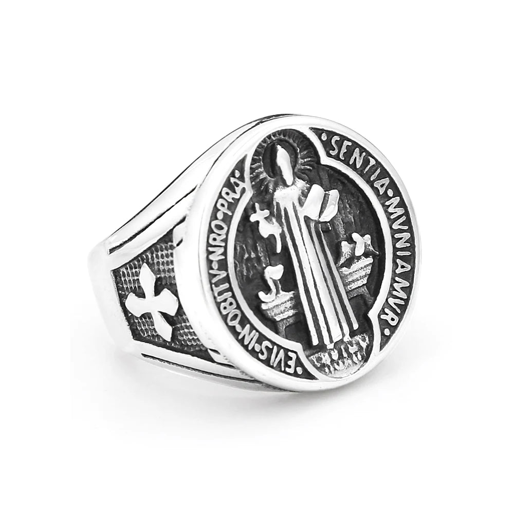 PENDRA Benedictus 316L Stainless Steel Saint Benedict Ring
