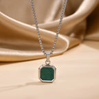 PENDRA Square Stone Natural Pendant Necklace