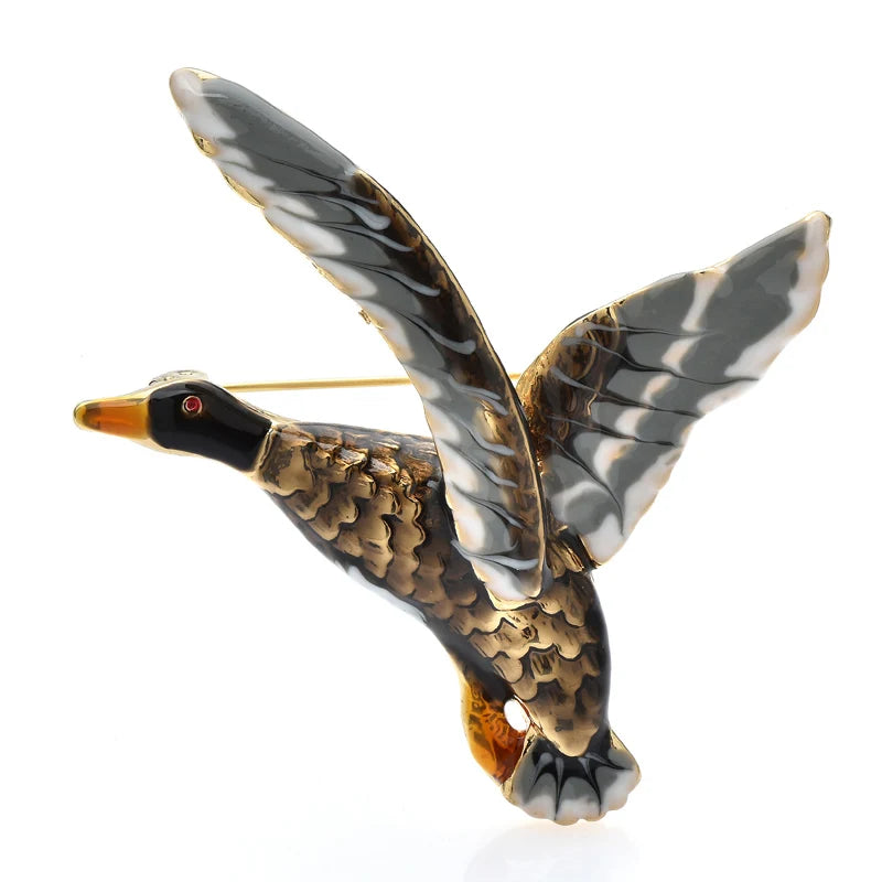 PENDRA Seabreeze Enamel Duck Brooch