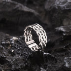 Chunky Woven Rings for Men Boys,Classic Thick Braided Metal Band Ring,Adjustable Anniversary Birthday Jewelry Gift