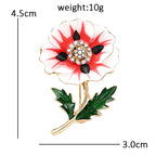 PENDRA Poppy Bloom Enamel Floral Brooch