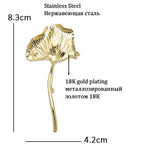 PENDRA Ginkgo Stainless Steel 2-Color Leaf Brooch