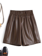 PENDRA Full Leather Wide Leg Shorts