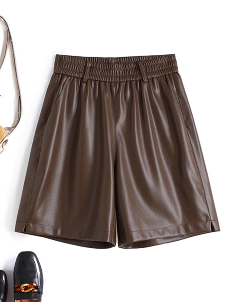 PENDRA Full Leather Wide Leg Shorts