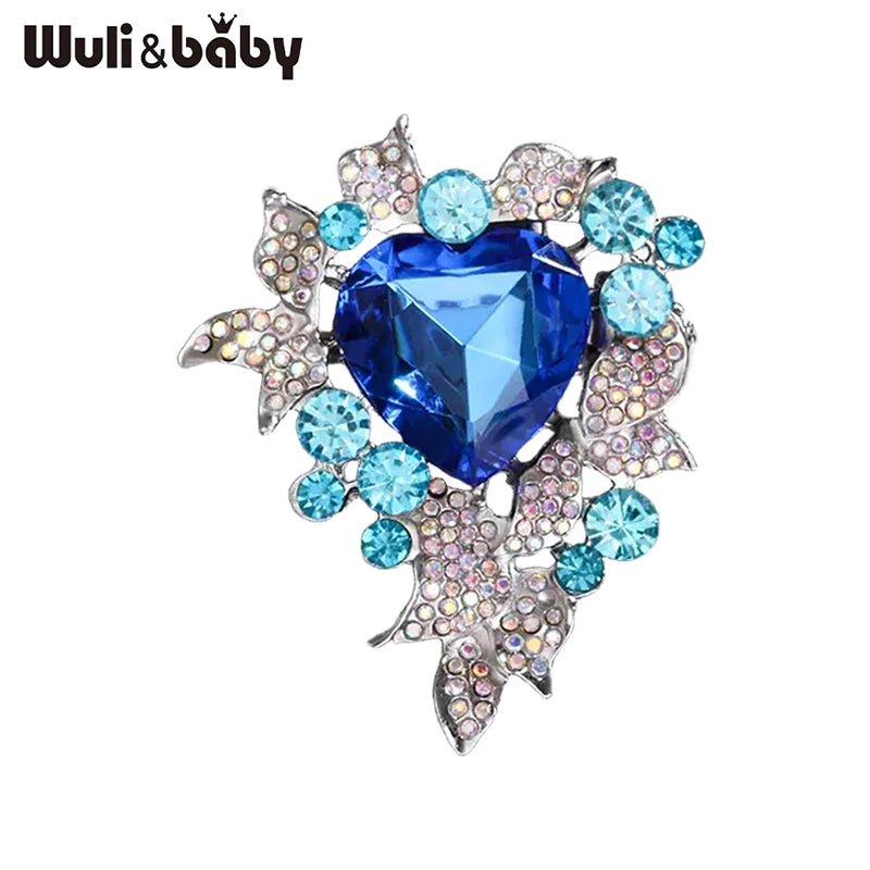 PENDRA Amoria Crystal Heart Flower Brooch
