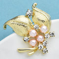 PENDRA Elowen Pearl Leaf Floral Brooch