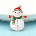 PENDRA Cute Enamel Snowman Brooch