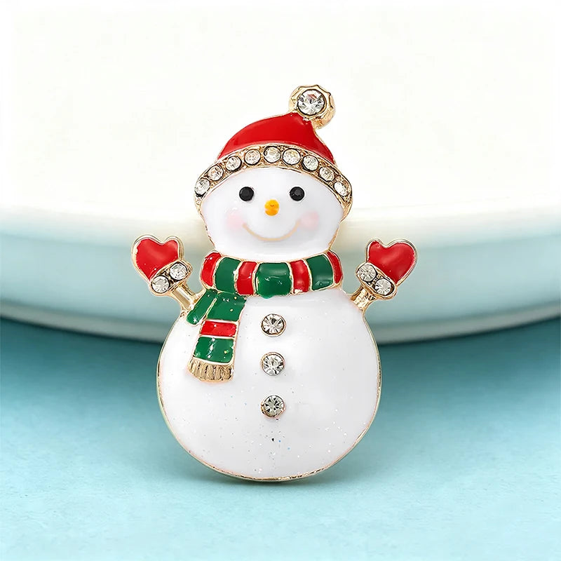 PENDRA Cute Enamel Snowman Brooch