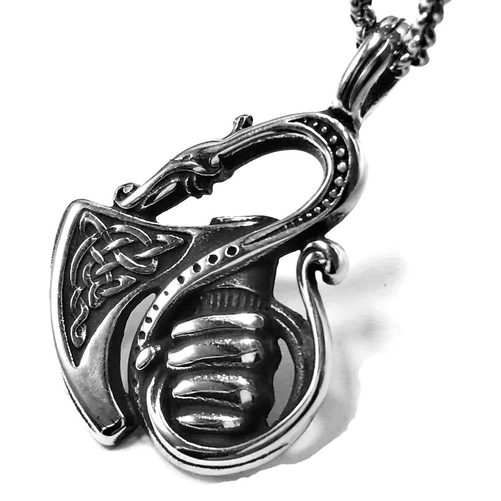 PENDRA Celtic Knot Rune Dragon Necklace