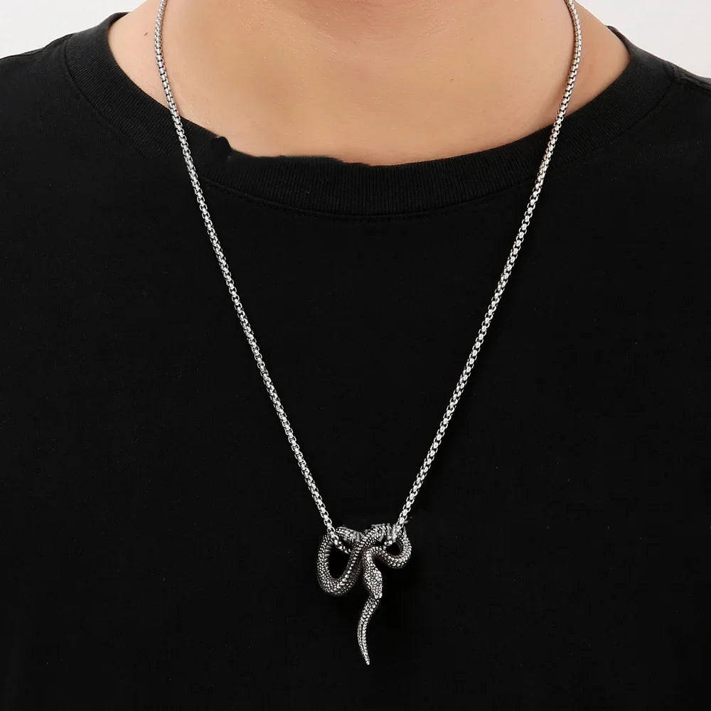 PENDRA Serpentsteel 316L Stainless Steel Snake Pendant