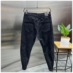 New Arrival Spring Autumn Casual Denim Slim Fit Jeans for Men with Knee Zipper Eye Designer and Vintage Black Jeans Men's Luxury