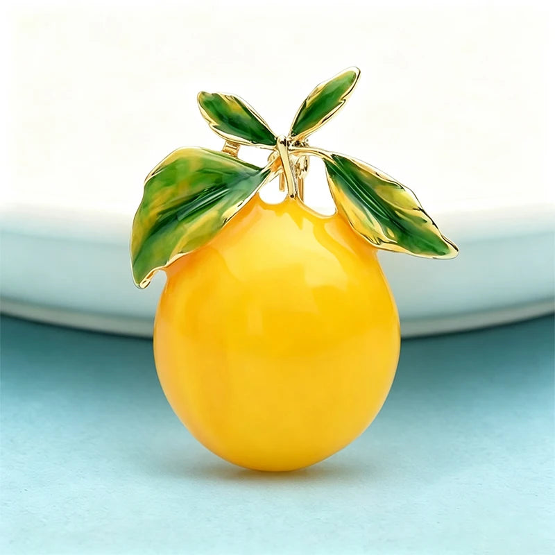 PENDRA Lemonelle Enamel Yellow Lemon Brooch