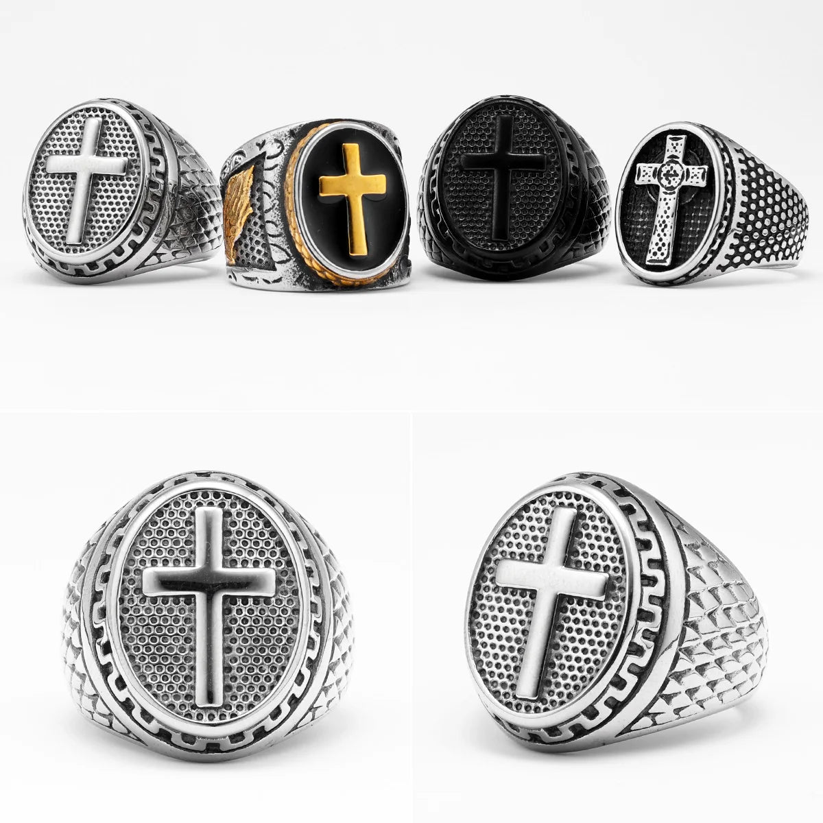 PENDRA Christian Cross Religon Steel Ring