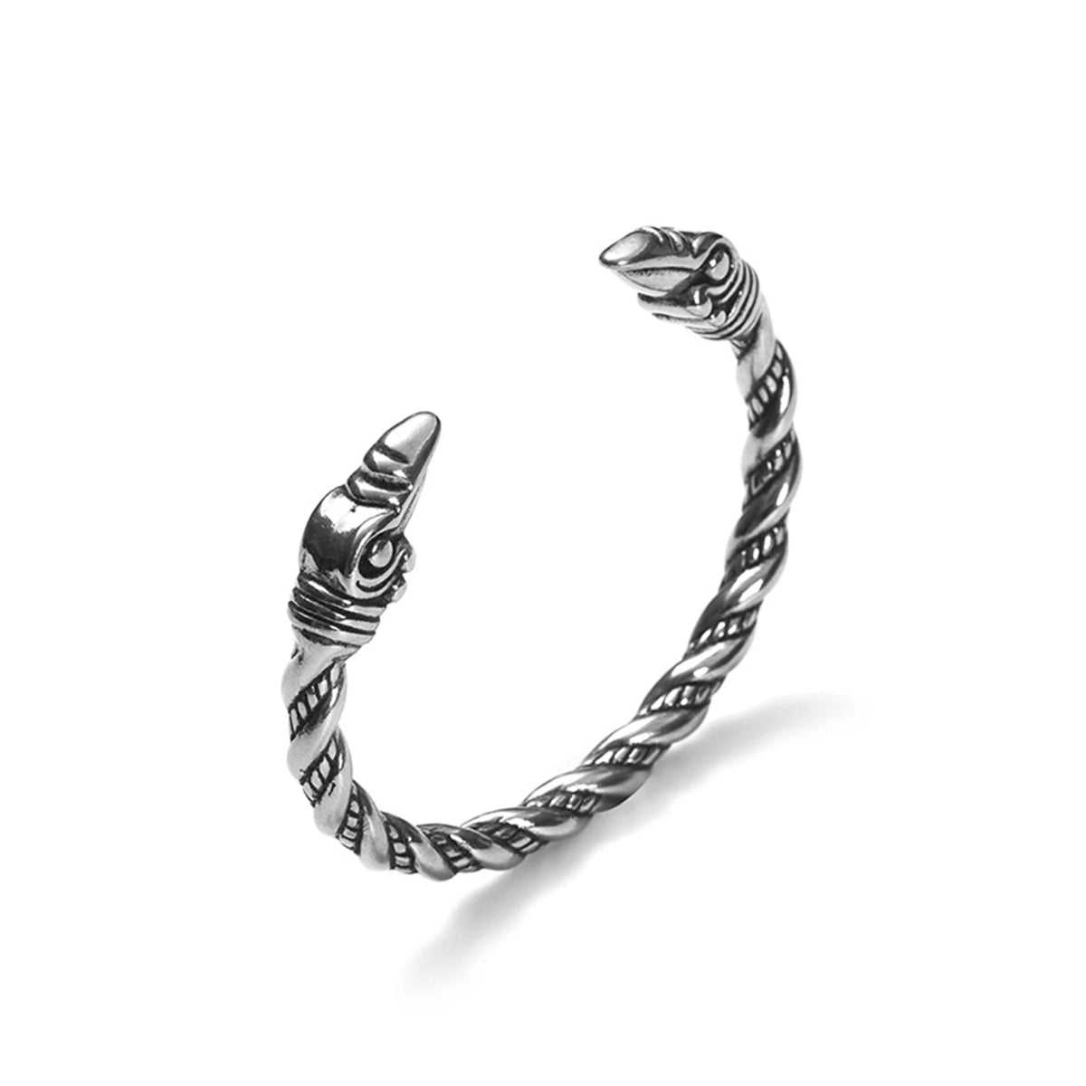 Norse Viking Viking Cuff Bangle Bracelets for Men Boyfriend, Retro Silver Color Stainless Steel Twisted Rope Wristband Gift