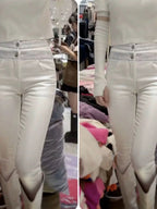 PENDRA Waist Leather Diamond Pants