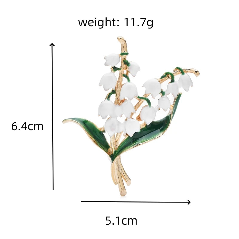 PENDRA Lilyvale Enamel Lily of the Valley Brooch