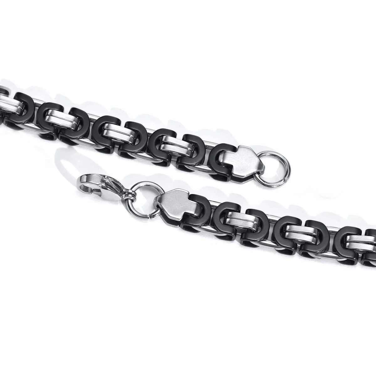 Flat Byzantine Bracelets for Men,Waterproof Stainless Steel Chain Link Wristband,Christmas Gifts to Dad Father Boyfriend BFF