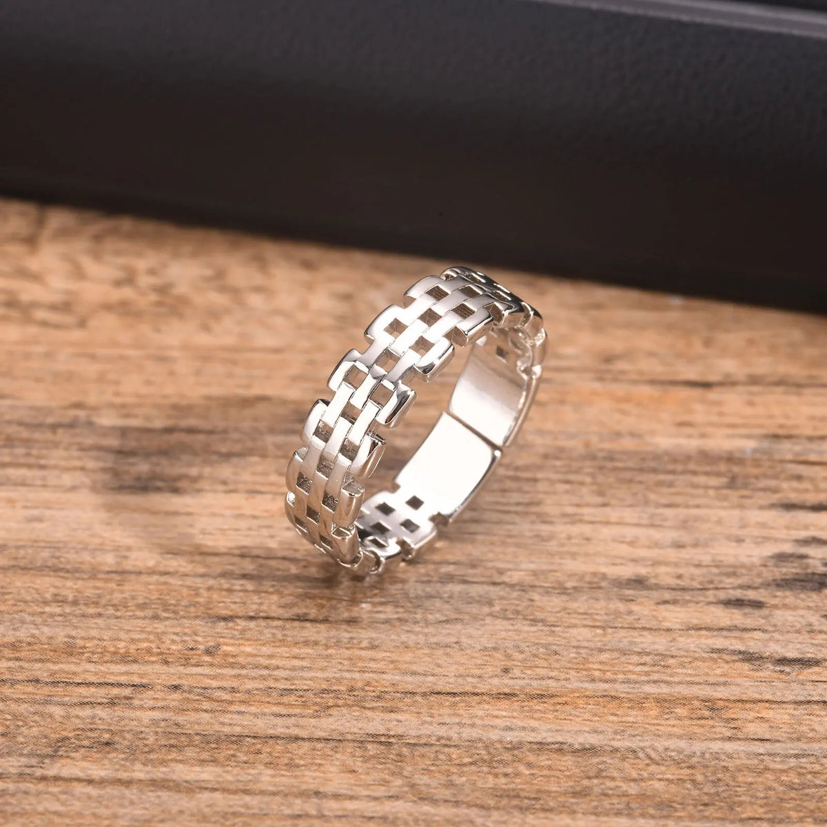 Classic Watch Chain Band Ring for Men Boys,Metal Chain Link Open Free Rings,Rock Punk Jewelry