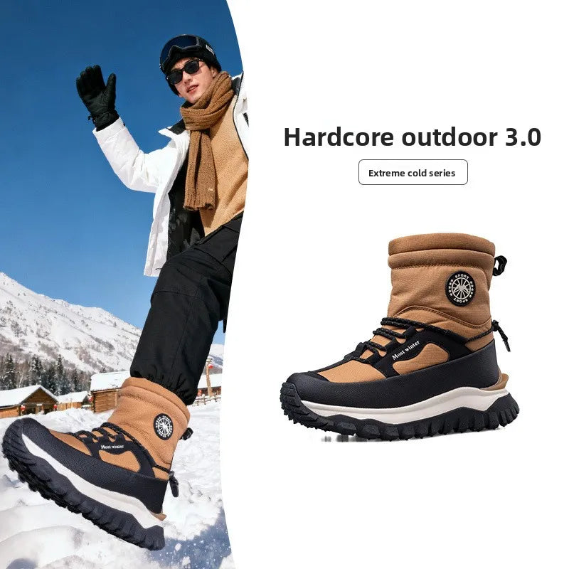 -30c Winter Waterproof Non-slip Cotton  Thick-soled Cold-proof High-top Men's Mountaineering Outdoor Thickened Warm Snow Boots