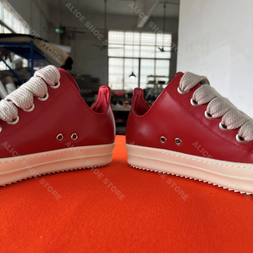 Jumbo Lace Up Men Shoe Low Top Leather Women Sneakers Retro Red Luxury Footwear Street Sport Platform Quality Punk Trainer