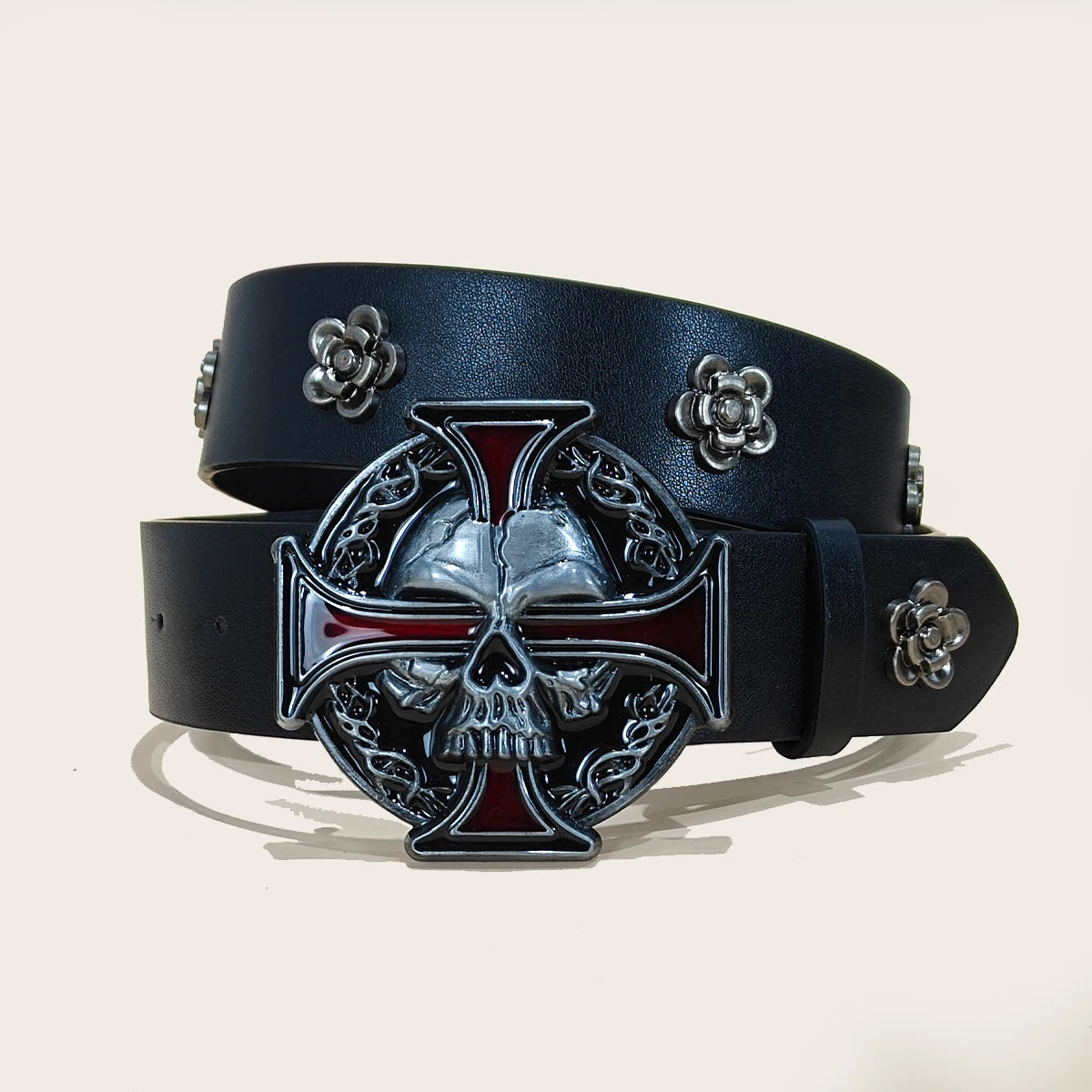 Men and Women's Belt Skull Cross Rivet Wide Belt Personalized Buckle Street Trend Punk HipHop Style Y2K Belt Jeans Belt Gothic