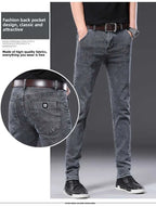 Denim Winter Velvet Thickened Slim-fitting Small Feet Elastic Casual Warm Men's Pants Cotton Trousers Jeans for Men Streetwear