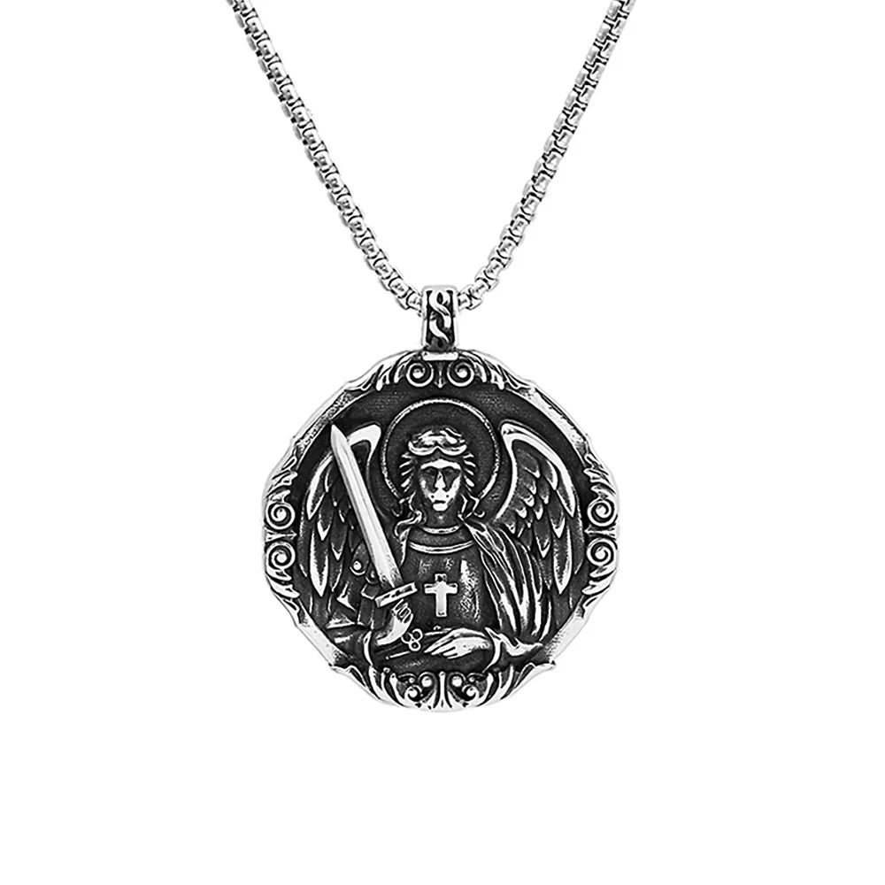 PENDRA Michaelguardian Vintage Saint Michael Angel Pendant Necklace