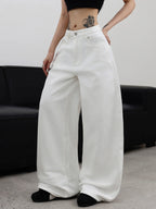 Women's White Classic Basics Versatile Fashionable Loose Jeans