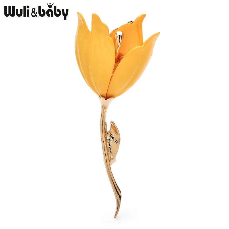 PENDRA Tulippa Large Enamel Tulip Flower Brooch