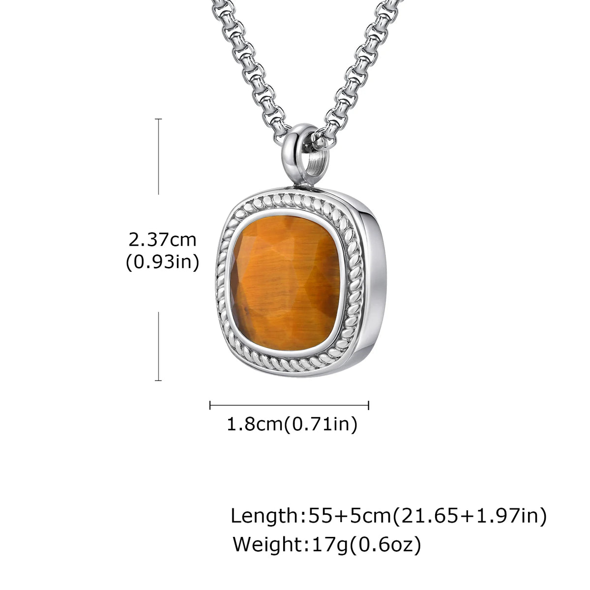 Stylish Geometric Necklace for Men Boys,Stainless Steel Black Glass Natural Stone Square Pendant,Original Design Male Gifts