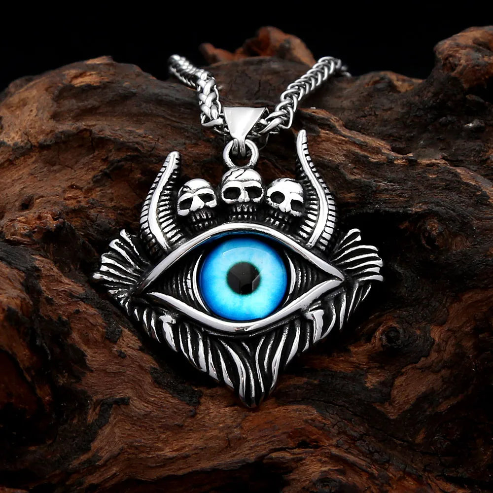PENDRA Demoneye Blue Stainless Steel Demon Eye Pendant
