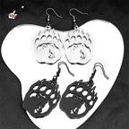 Hip Hop Animal Paw Bear Head Drop Earring for Women Stainless Steel Silver Black Color Hollow Earrings Jewelry E3492S06