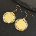 Muslim Islamic Religious Crystal Hoop Earrings For Women Men Stainless Steel Gold Color Islam Quran Allah Earring Arabic Jewelry