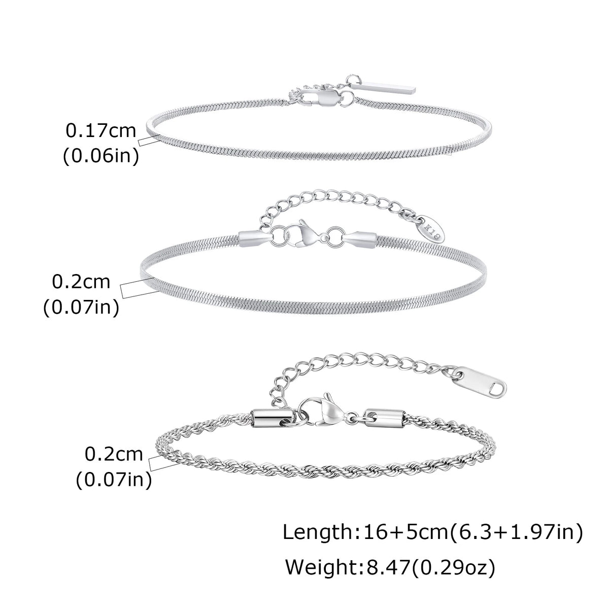 1/2/3pcs Chain Bracelet for Men Women,Stainless Steel Twisted Rope Cuban Chain Wristband,Hip Hop Minimalist Jewelry Gift