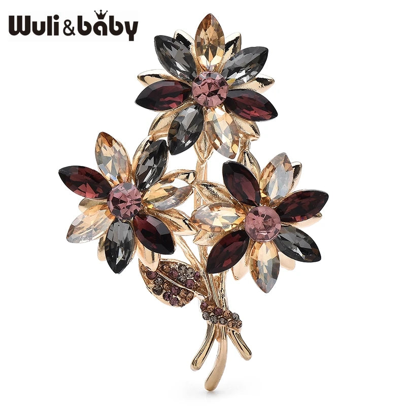 PENDRA Crystwreath Crystal Flower Wreath Brooch