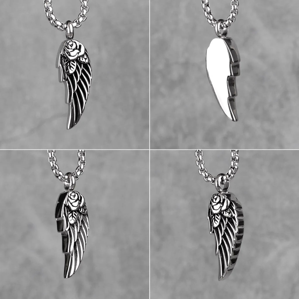 PENDRA Rose Wings Animal Steel Necklace