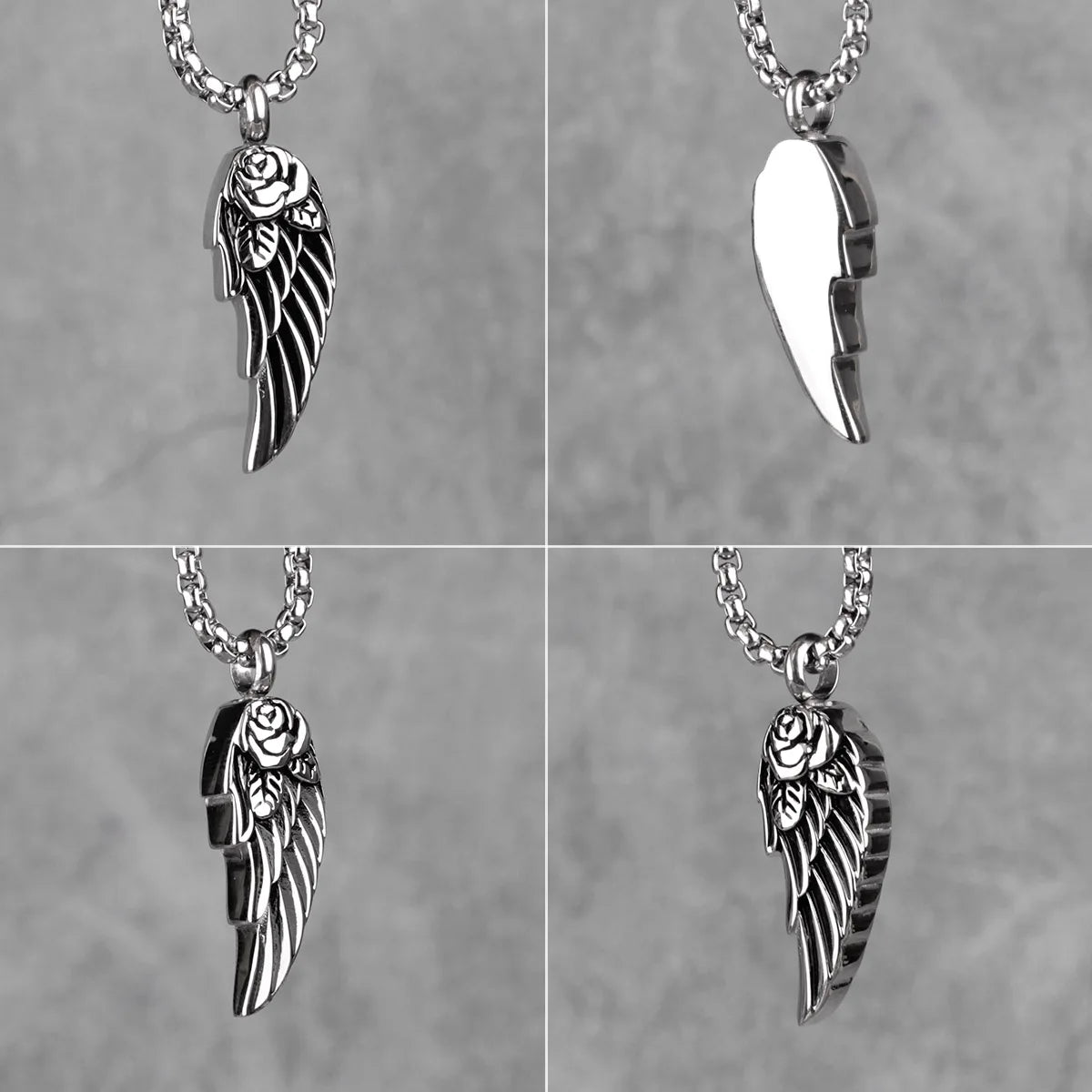 PENDRA Rose Wings Animal Steel Necklace
