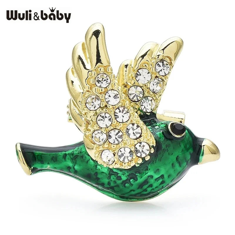 PENDRA Folibird Leaf and Bird Brooch
