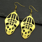 Metal Band Papa Emeritus Ghost Bc Nameless Ghoul Drop Earrings For Women Silver Color Long Hollow Earring Party Jewelry Gift